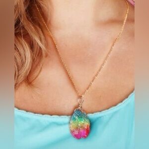 Handcrafted Multicolor Crystal Pendant Necklace (Titanium/Angel)